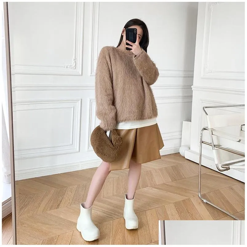 Women`S Jackets New Toteme Grey Loose Fitting Alpaca Wool Sweater Womens Plush Plover Knit Apparel Women`S Clothing Women`S Outerwear Dhscc