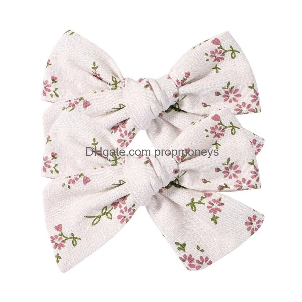 Cartoon Accessories 2Pcs/Pair Cute Floral Hair Bows Clips Bowknot Hairpin Barrettes For Baby Girls Sweet Accessories Birthday Gift Bab Dh4Af