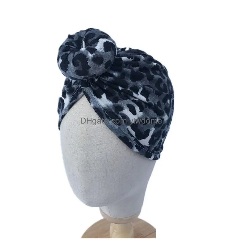 Caps & Hats New Europe Infant Baby Boys Girls Hat Kids Elastic Wrinkled Dotnut Turban Children Cotton Leopard Hats A609 Baby, Kids Mat Dhvcf