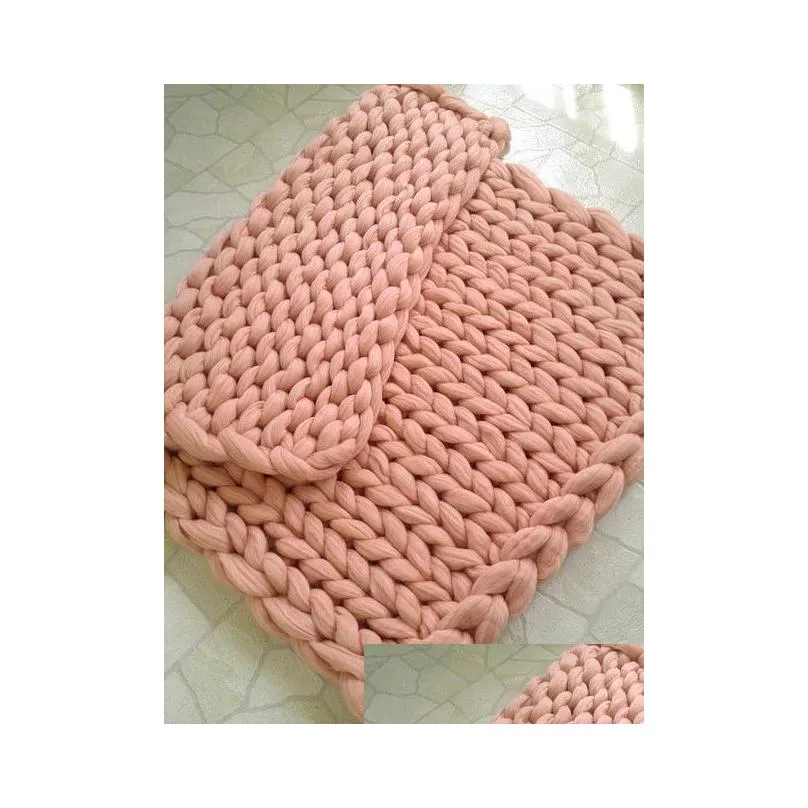 100x180cm Fashion Hand Chunky Wool Knitted Blanket Thick Yarn Merino Wool Bulky Knitting Throw Blankets Chunky Knit Blanket1