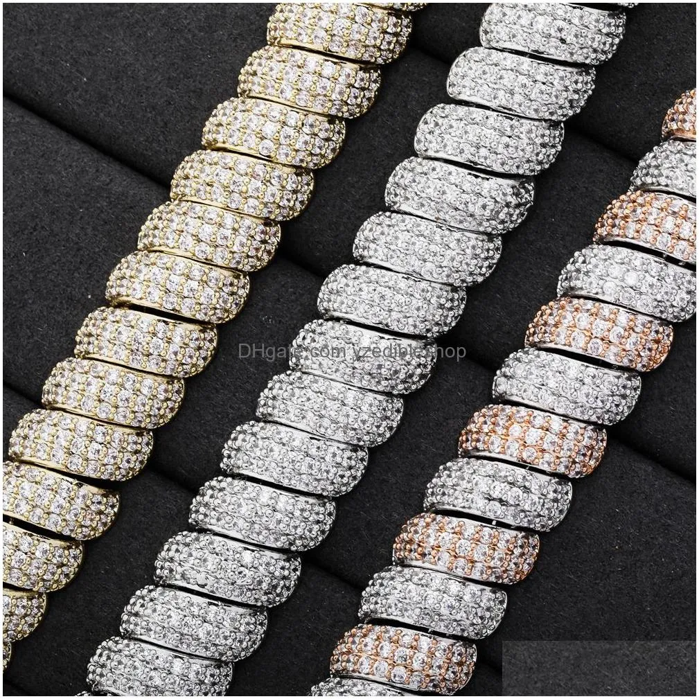 hip hop 14mm thick cuban link chain iced out zircon mens rapper copper jewelry wholesale heavy necklace