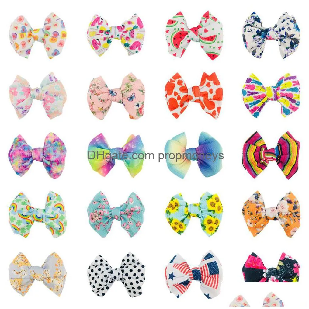 Hair Accessories 20 Colors 5Inch Kids Baby Girl Luxury Designer Inspired Hair Bows With Clips Accessories Headwear Party Supplies Flow Dhjmo