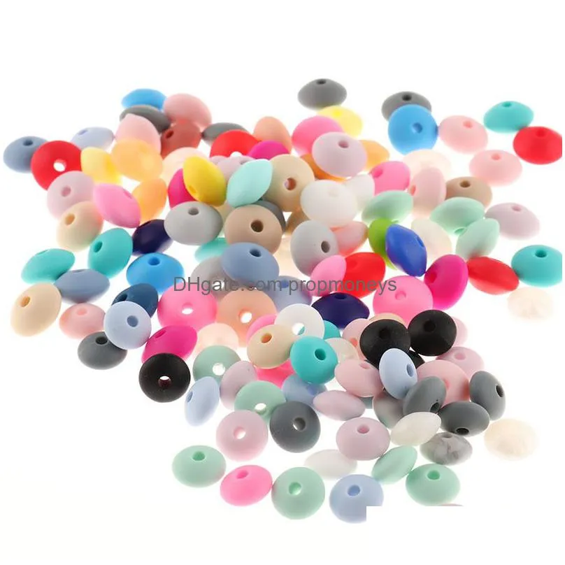 Soothers & Teethers Fkisbox 300Pcs Flat Sile Teething Beads Lentils Teethers Bead Diy Food Grade Sil Decorative Bracelet 12X7Mm 220326 Dhfan