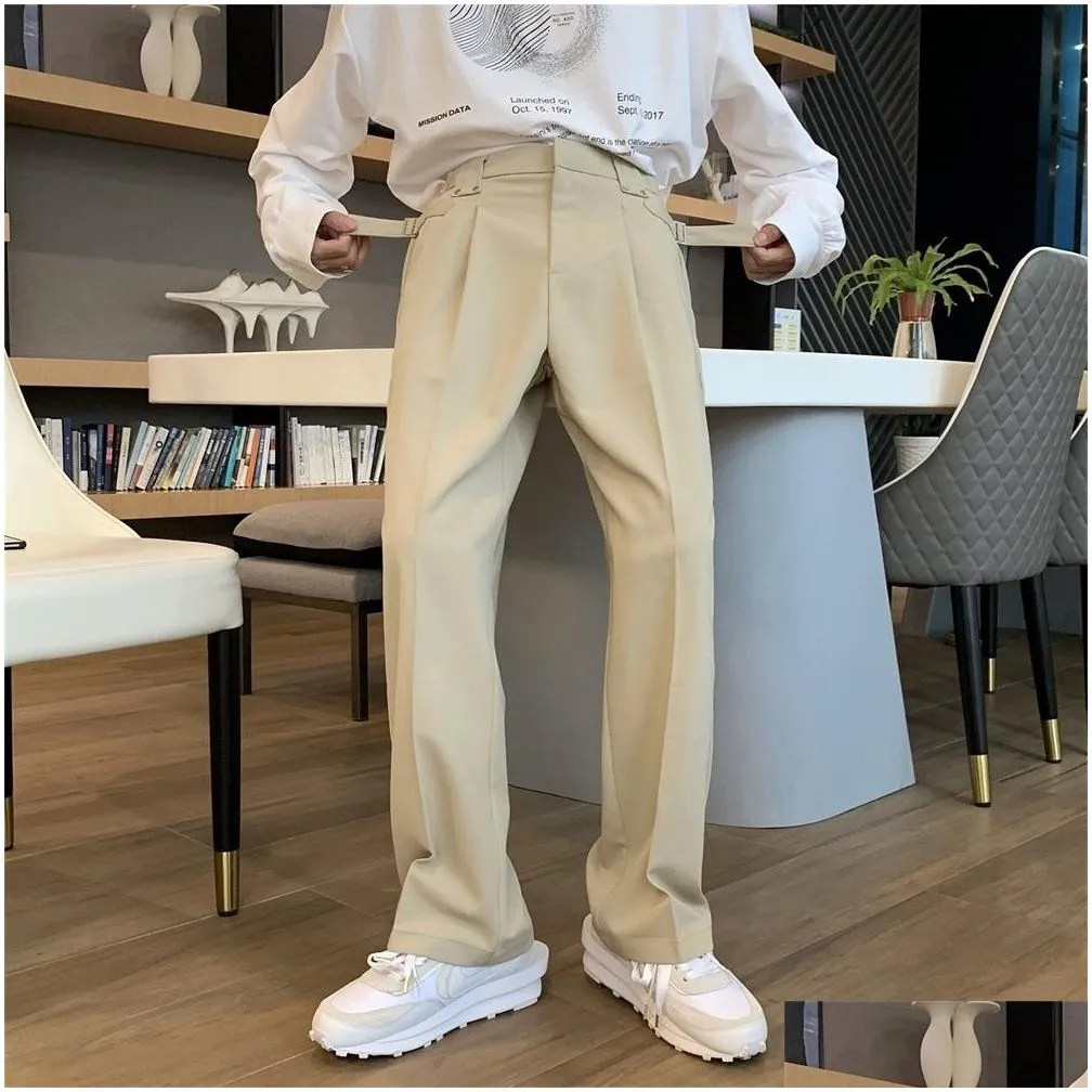 Men`S Pants Mens Pants Solid Color Suit Men Fashion Business Society Dress Korean Loose Straight Office Formal Trousers 221117 Apparel Dhqya