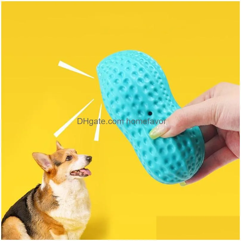 squeaky dog toys interactive peanut shape dog toys teeth cleaning squeak dog chew toys for medium dogs large small breeds puppy pet