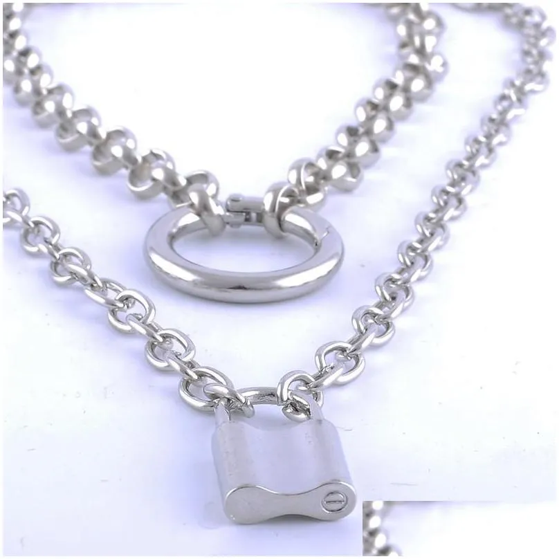 pendant necklaces trendytime geometric circle padlock for women jewelry statement long chain gift collar femme