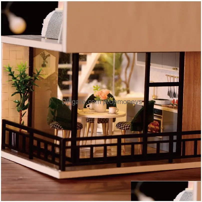 Doll House Accessories Cutebee Diy Dollhouse Kit Wooden Doll Houses Miniature Furniture With Led Toys For Children Birthday Gift L32 2 Dh2Zn