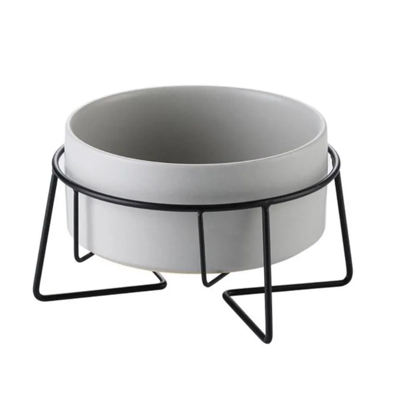 cat bowls feeders ceramic raised bowl pet food with metal stand protect cervical spine feeding or water dfk889