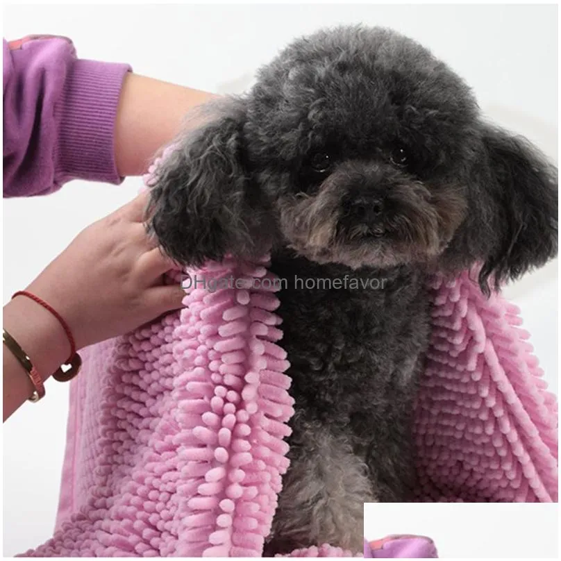 pet bath towel quick fast drying absorbent cat dog bath blanket fiber chenille grooming towels puppy dog cleaning gloves 60x35cm