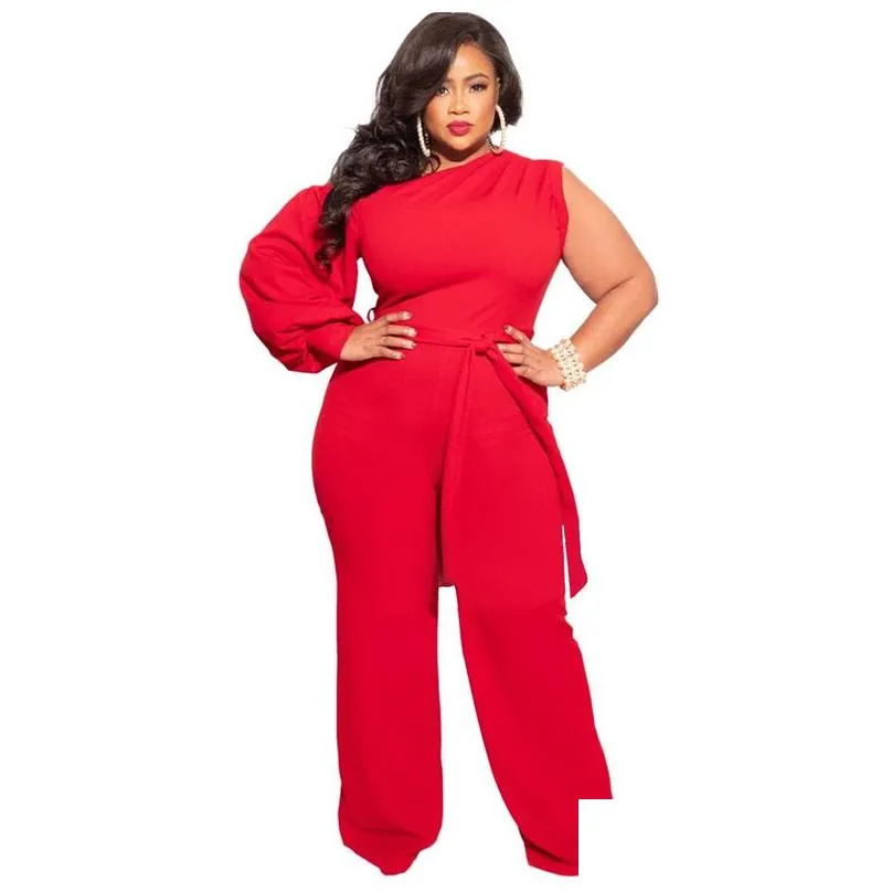 Women`S Plus Size Jumpsuits & Rompers Women Plus Size Jumpsuits Sweatpants Womens Wide Legs Pants Fashion Solid Color Large Sizes Y Ca Dh6Tl