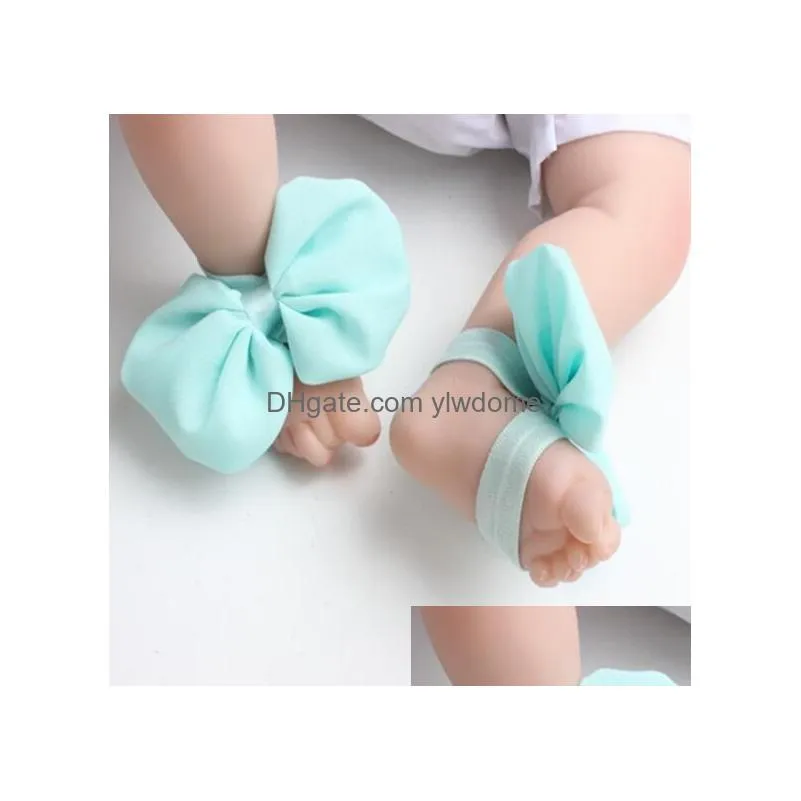 First Walkers Baby Sandals Bowknot Shoes Er Foot Chiffon Bow Ties Infant Girl Kids First Walker Pography Props 14 Colors A164 Baby, Ki Dhdri