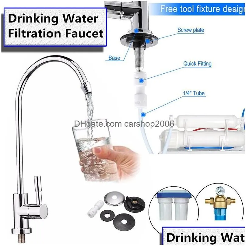 kitchen faucets 1/4 inch cold water faucet steel single handle 1/2 heads rotatable reverse osmosis drinking filter