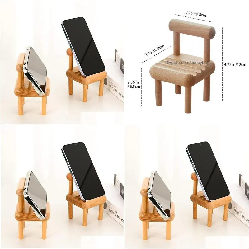 storage holders racks lazy mobile phone holder solid wood beech table top chair decoration craft creative base stool mini bracket