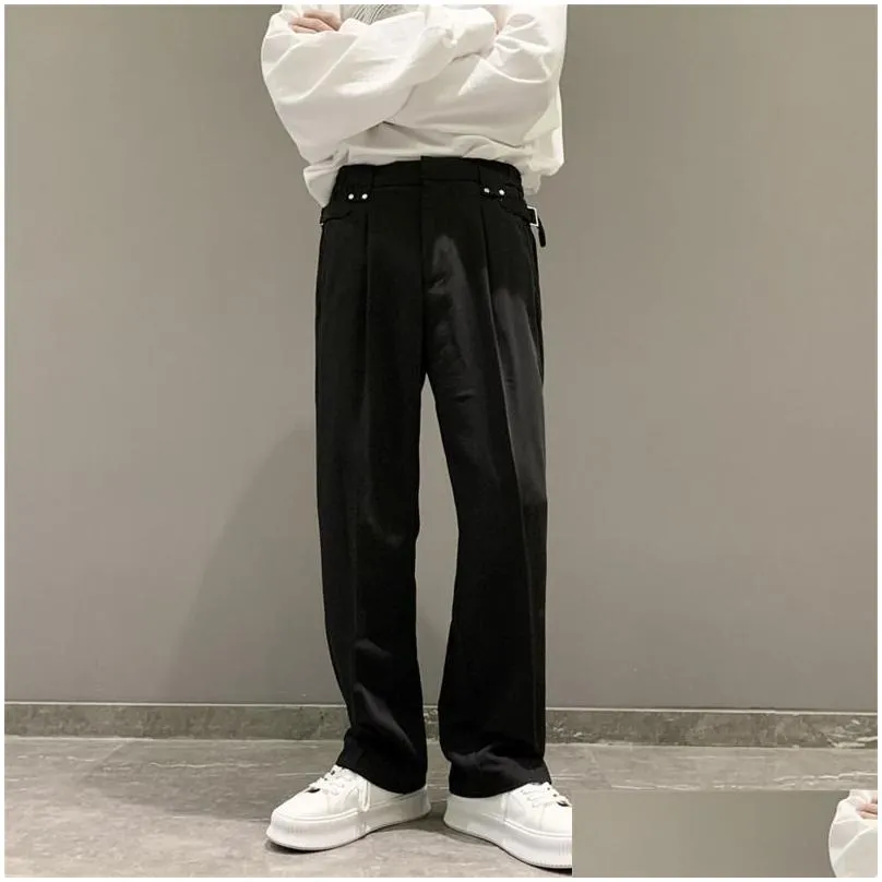 Men`S Pants Mens Pants Solid Color Suit Men Fashion Business Society Dress Korean Loose Straight Office Formal Trousers 221117 Apparel Dhqya