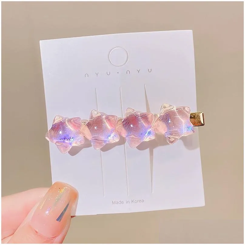 hair accessories summer fashion gradient star hairpin cute girl heart duckbill clip sweet soft side