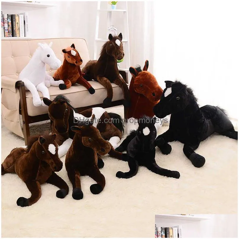 Plush Dolls 70X40Cm Nt Stuffed Simation Animal Horse Plush Toy Prone Doll Kids Children Birthday Xmas Gift Home Decoration 210825 Toys Dhguo