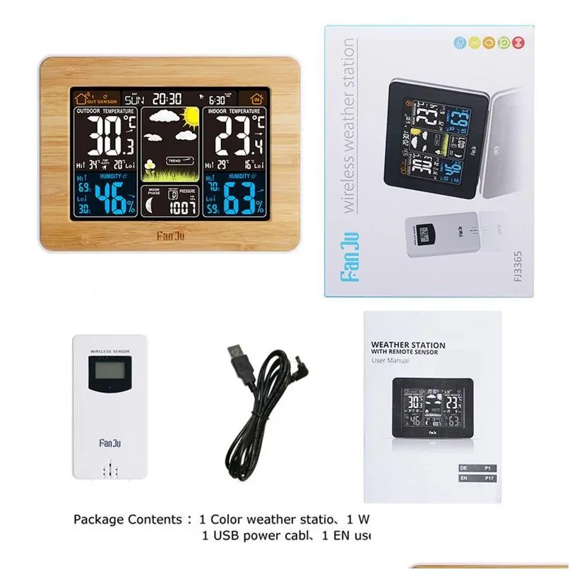 Other Clocks & Accessories Professional Home Digital Alarm Clock Wireless Weather Station Indoor Outdoor Temperature Humidity Wall Bar Dhkhi