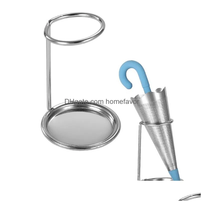reusable umbrella tea infuser with drip tray for tea cups mugs and teapots stainless steel fine mesh tea strainer with silicone lid for loose
