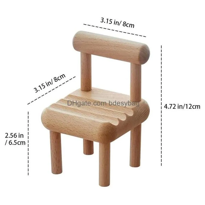 storage holders racks lazy mobile phone holder solid wood beech table top chair decoration craft creative base stool mini bracket