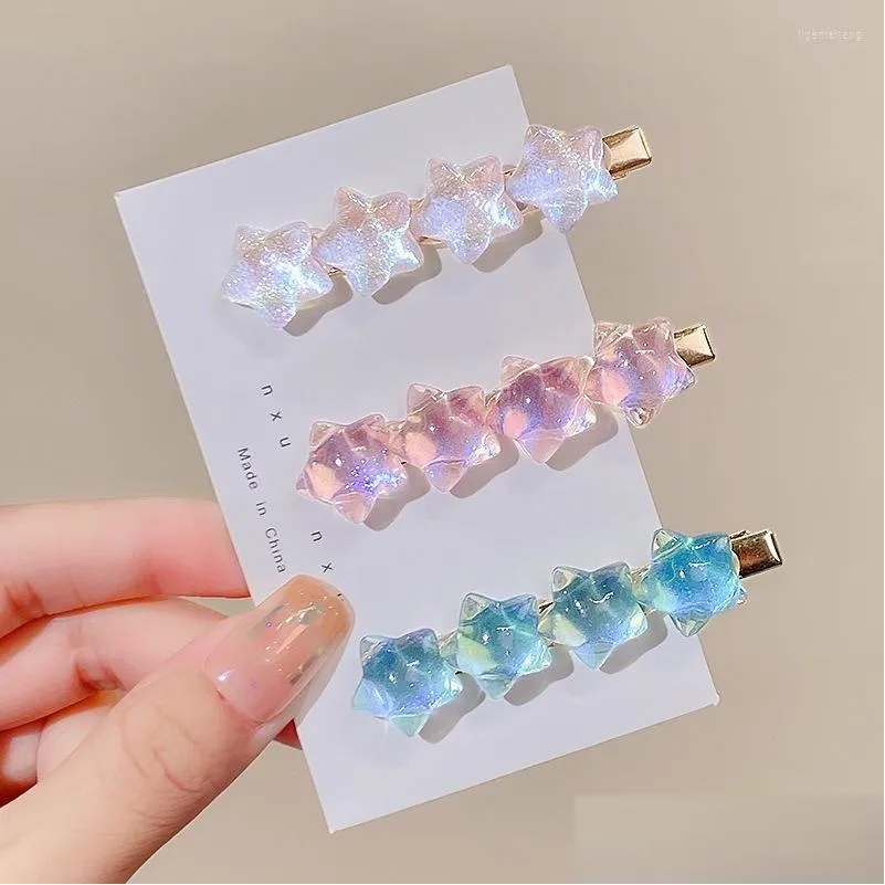 hair accessories summer fashion gradient star hairpin cute girl heart duckbill clip sweet soft side