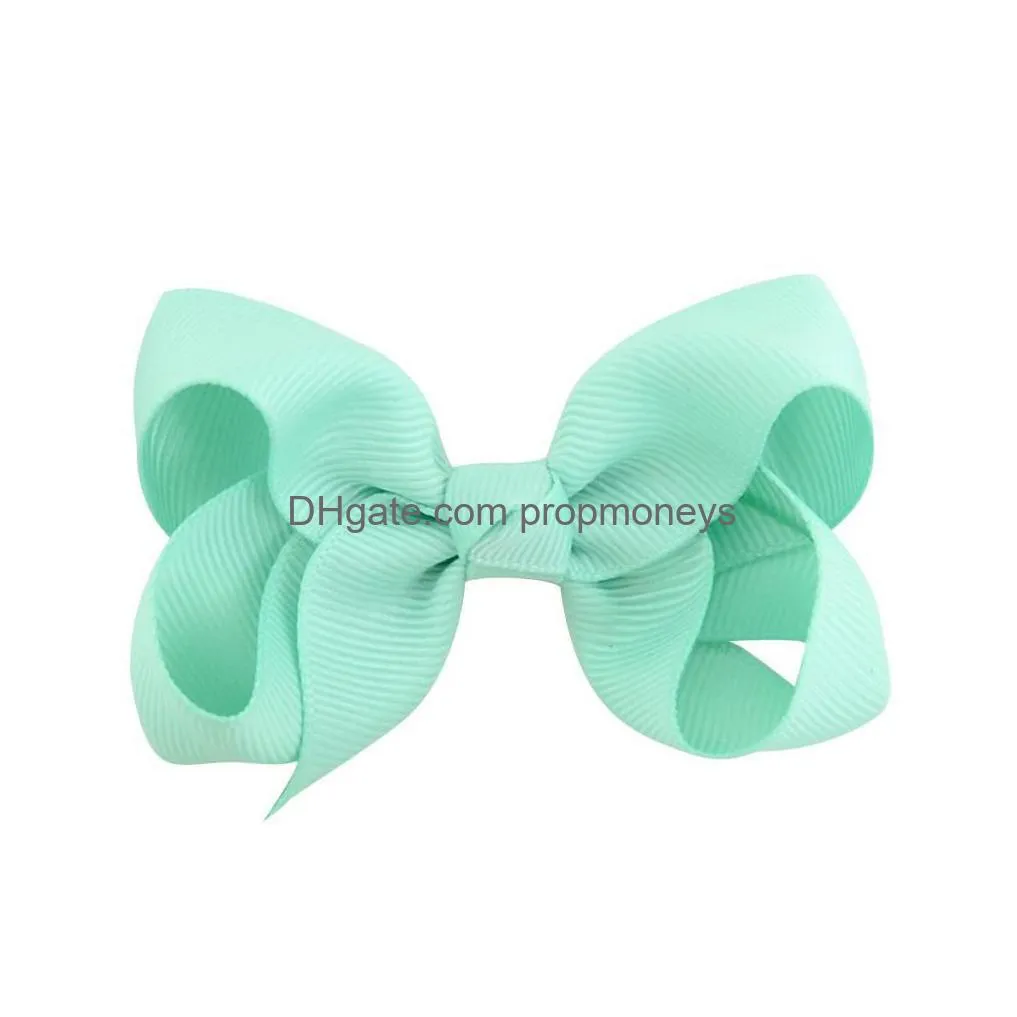 Hair Accessories 3 Inch Hair Bow Baby Girl Boutique Grosgrain Ribbon Clip Hairbow Pinwheel Hairpins Pin Accessories Baby, Kids Materni Dhcln