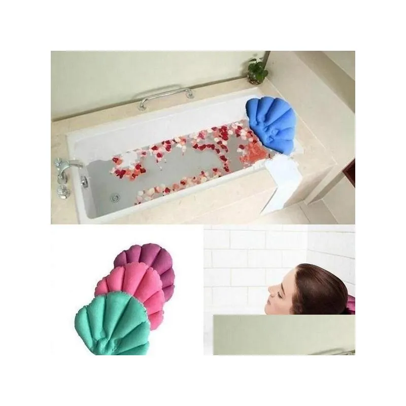 soft bathroom pillow home comfortable spa inflatable bath cups shell shaped neck bathtub cushion accessories