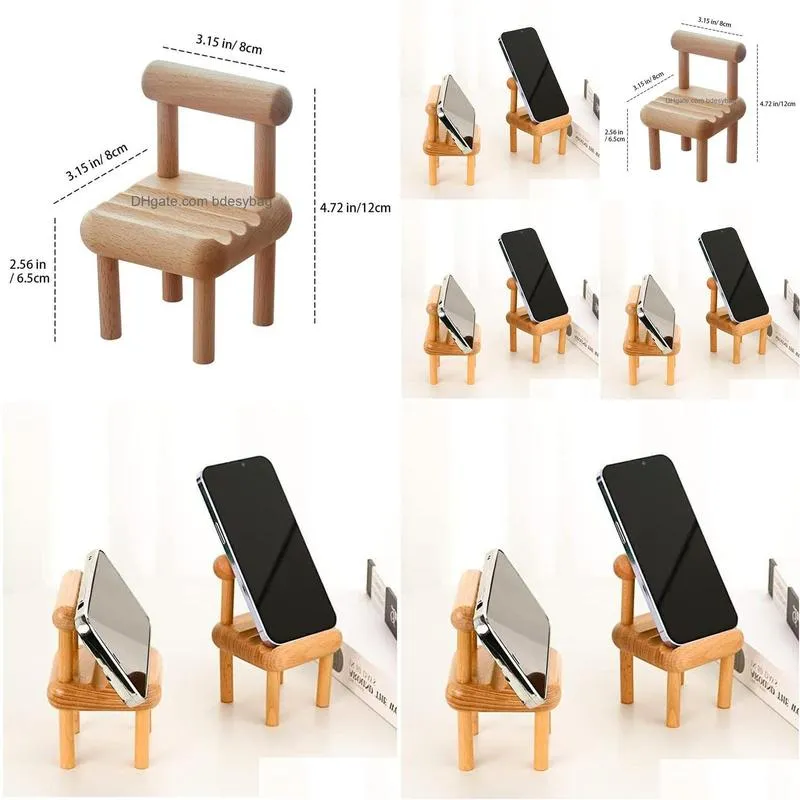 storage holders racks lazy mobile phone holder solid wood beech table top chair decoration craft creative base stool mini bracket