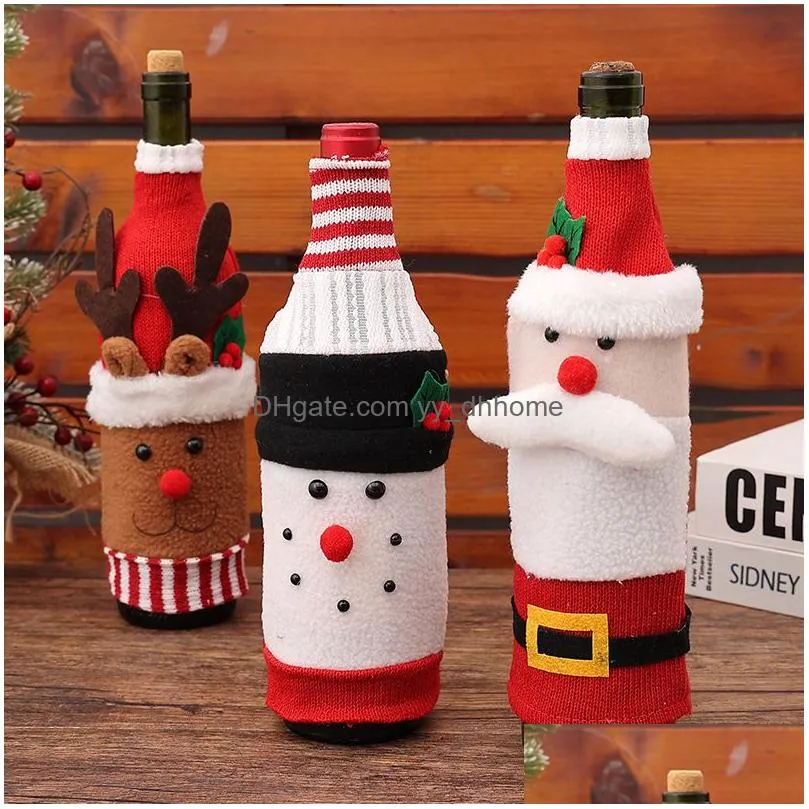 christmas wine bottle cover set santa snowman woven wine bottle bags for christmas party dinner table decorations year gifts