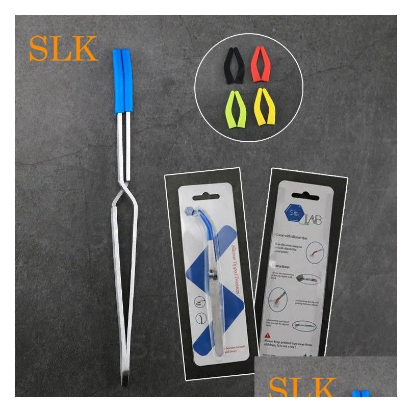 Other Smoking Accessories Independent Packaging Sile Tipped Tweezer Stainless Steel Tweezers Dab Tool With Er Tips Smoking Home Garden Dhhyv