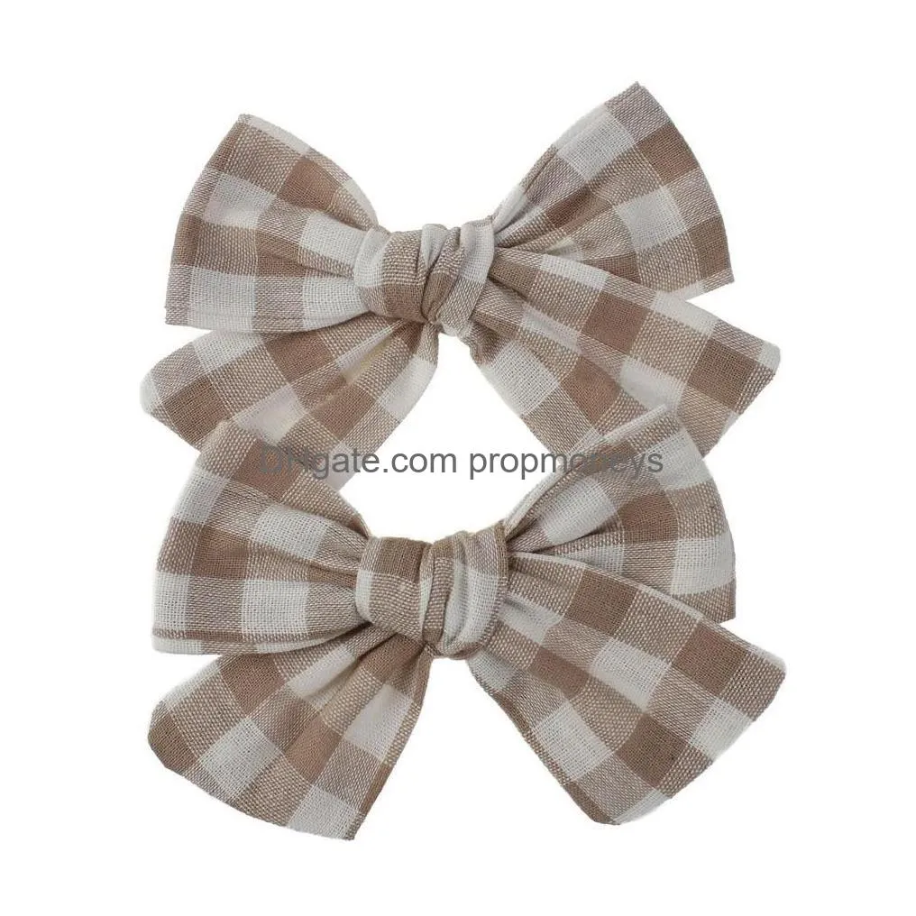 Hair Accessories 2022New Ins Hair Bows Baby Girls Barrettes Sets 2Pcs/Set Girl Bow Hairclips Plaid Flower Printed Kids Clips Party Sch Dhcma