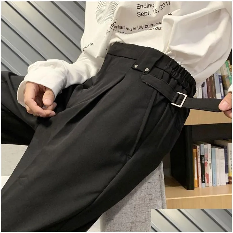 Men`S Pants Mens Pants Solid Color Suit Men Fashion Business Society Dress Korean Loose Straight Office Formal Trousers 221117 Apparel Dhqya