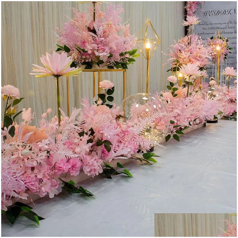 Decorative Flowers & Wreaths Flone Artificial Fake Wedding Background Arch Decoration Centerpiece Flower Arrangement Baby Shower Party