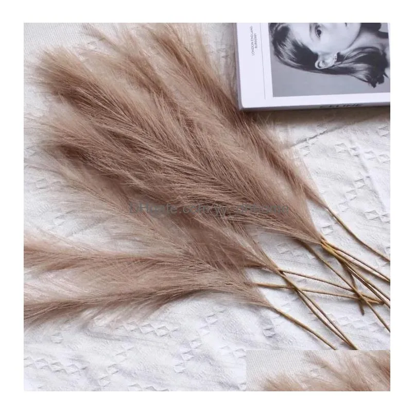 55cm fluffy pampas grass boho decor flower fake plant reed simulated wedding party home decoration artificial flowers