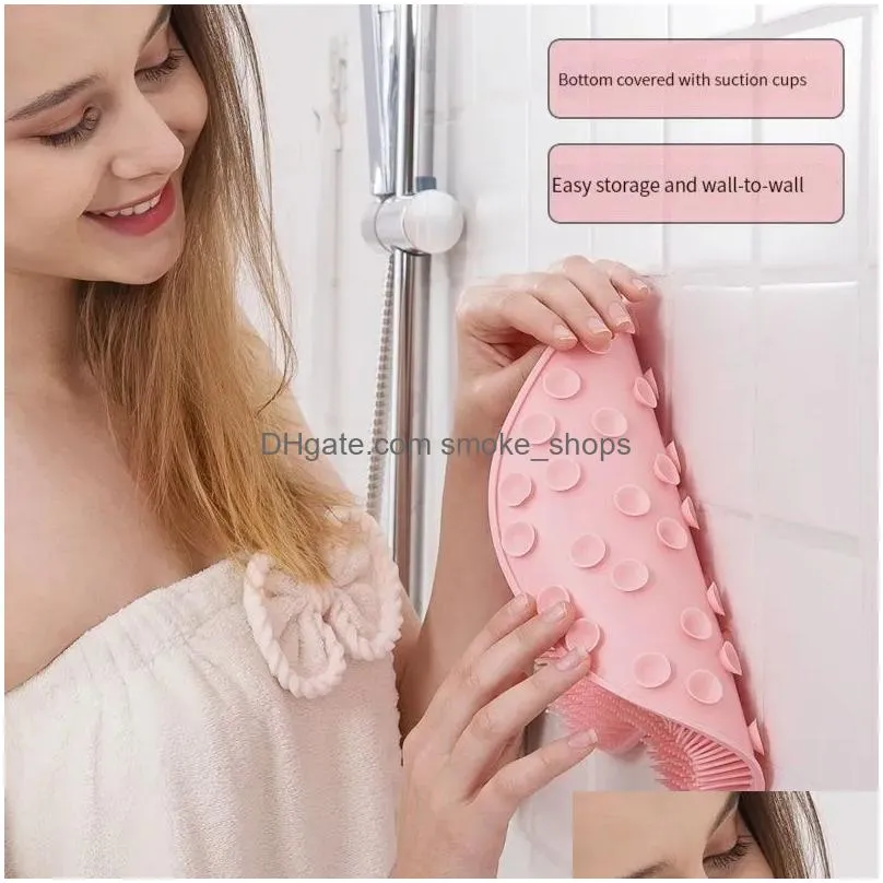 exfoliating shower massage scraper bathroom non-slip bath mat back massage brush silicone foot wash body cleaning bathing tool