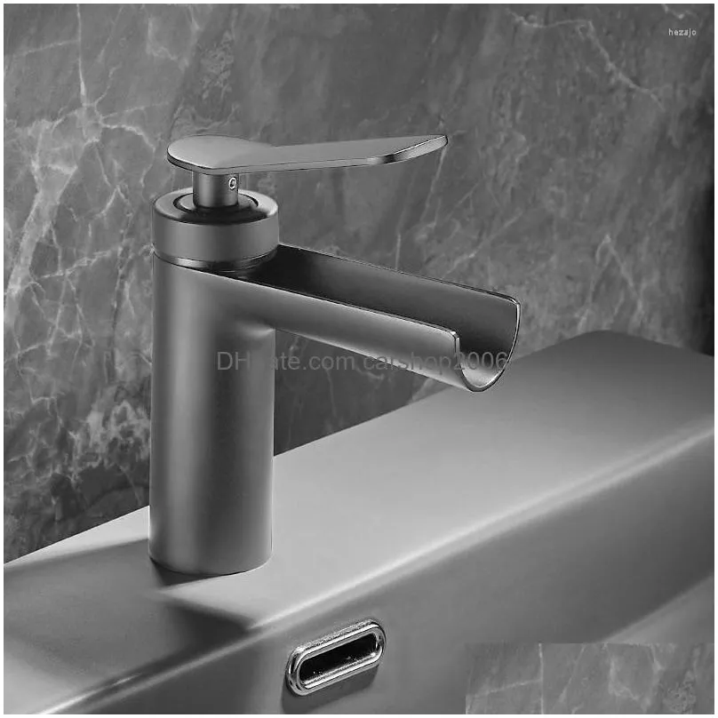 bathroom sink faucets basin waterfall mixer faucet gun gray brass and cold single handle hole wash tap torneira