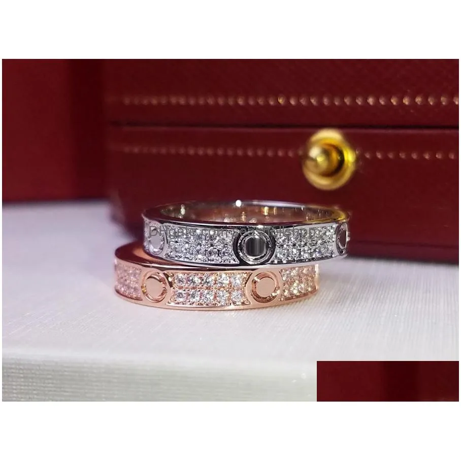 Band Rings Luxurys Designers Couple Ring With One Side And Diamond On The Other Sideexquisite Products Make Versatile Gifts Good Nice Dhyt8