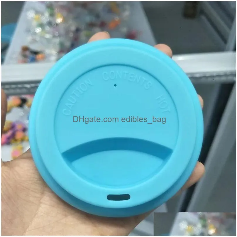 multicolor silicone cup lids 9cm anti dust spill proof food grade soft mug lid coffee milk tea cups cover seal lids