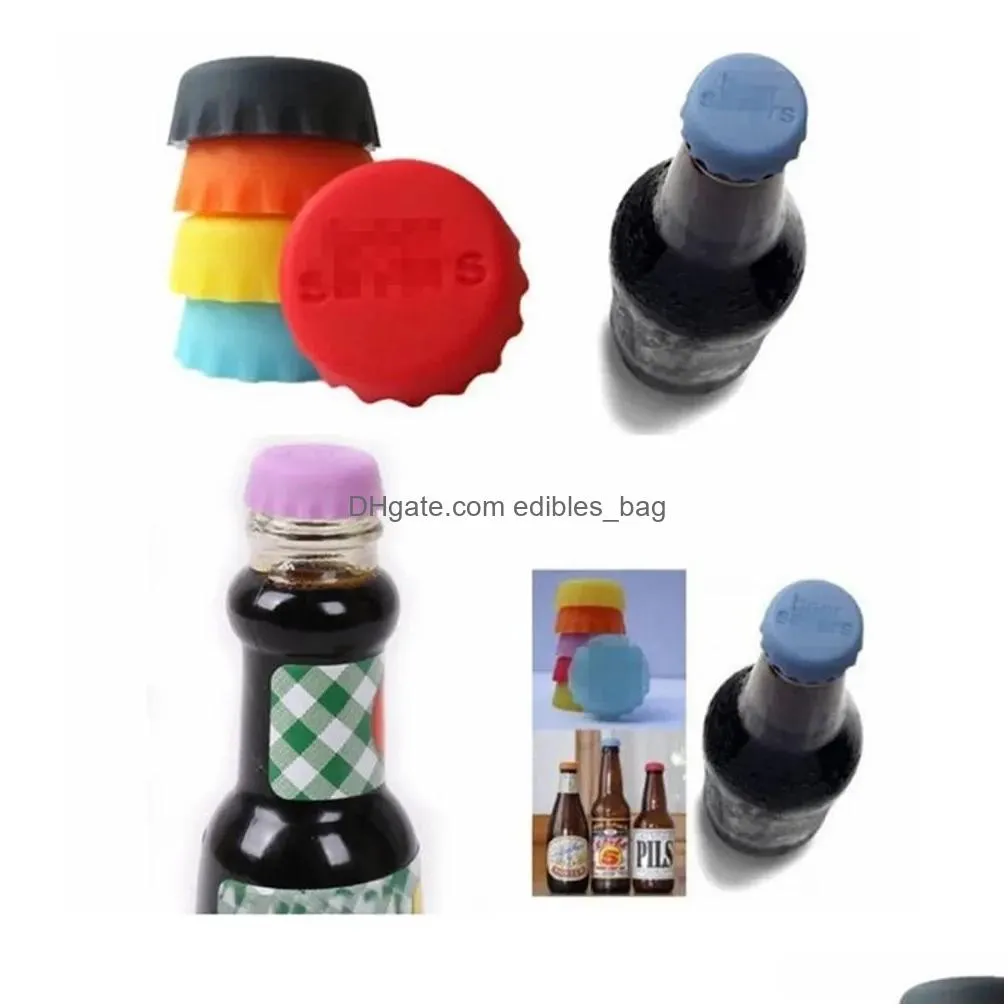 6pcs silicone drinkware lid silicones bottle cap tops wine beer caps saver beers bottles lids silica gel reusable stopper cover cap