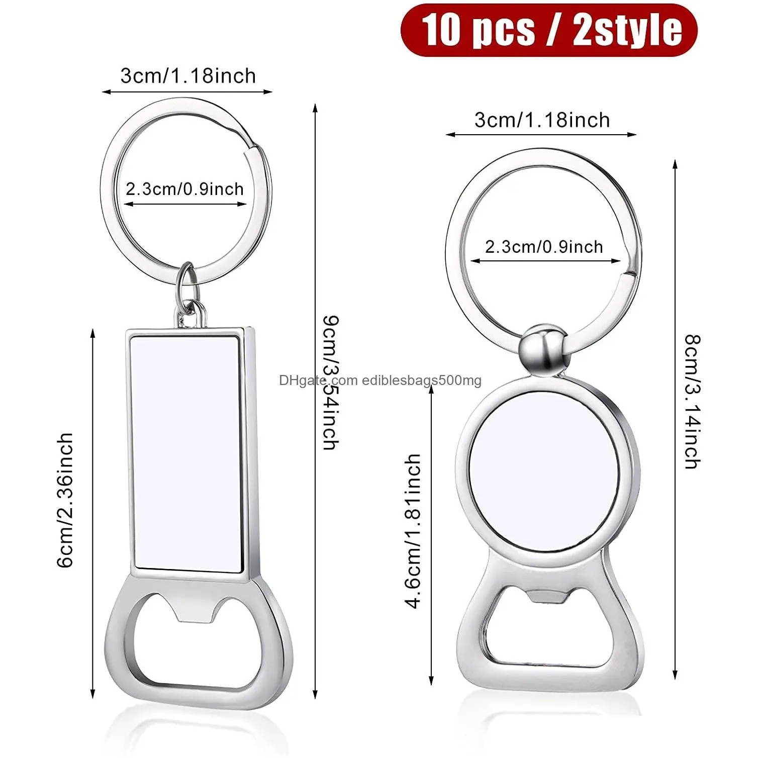 10 pieces sublimation blank beer bottle opener keychain metal heat transfer corkscrew key ring household kitchen tool 6232575