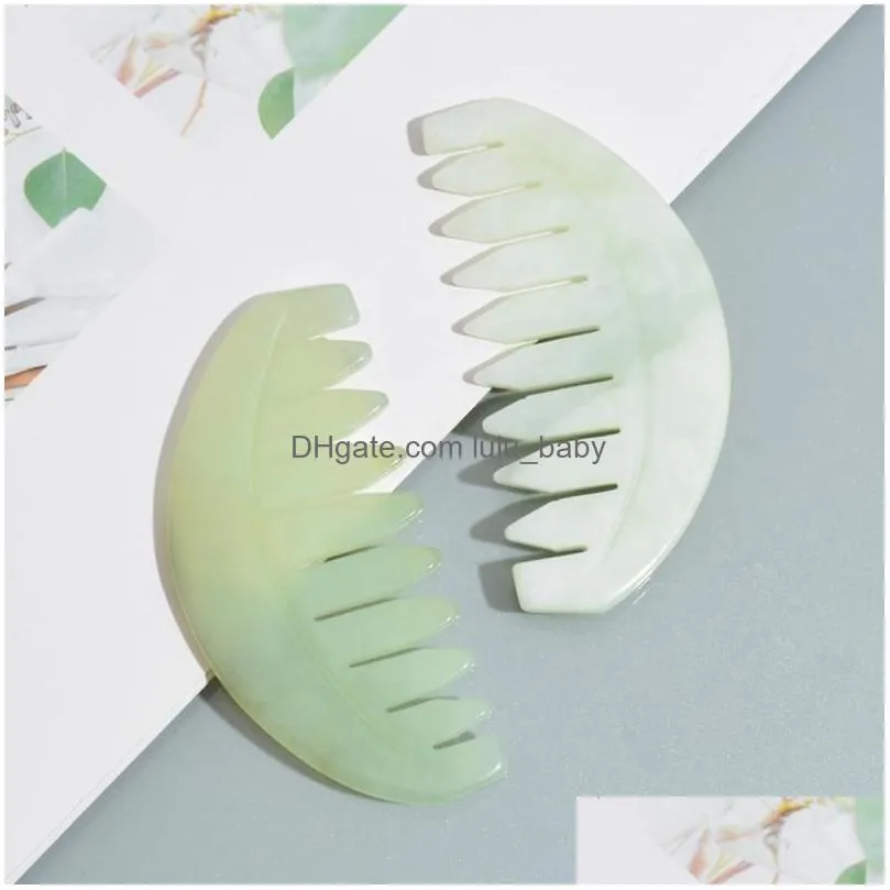 nature jade comb massage spa head therapy treatment on gua sha board scalp massager hair brushes3632655