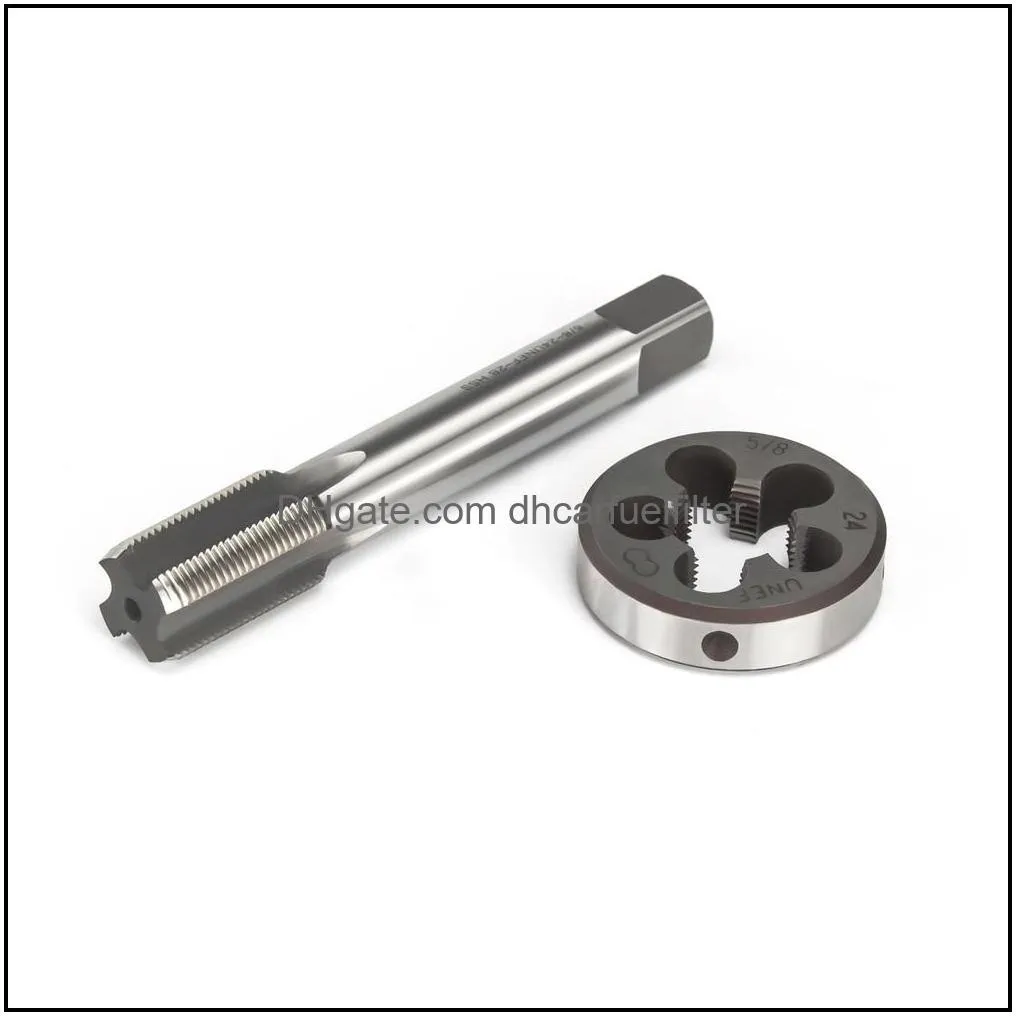 Fittings Fittings Burkit 5/8-24 Unef Tap And Die Set 5/8 X 24 Hine Thread Round Right Hand Automobiles Motorcycles Auto Parts Fuel Sys Dh87X