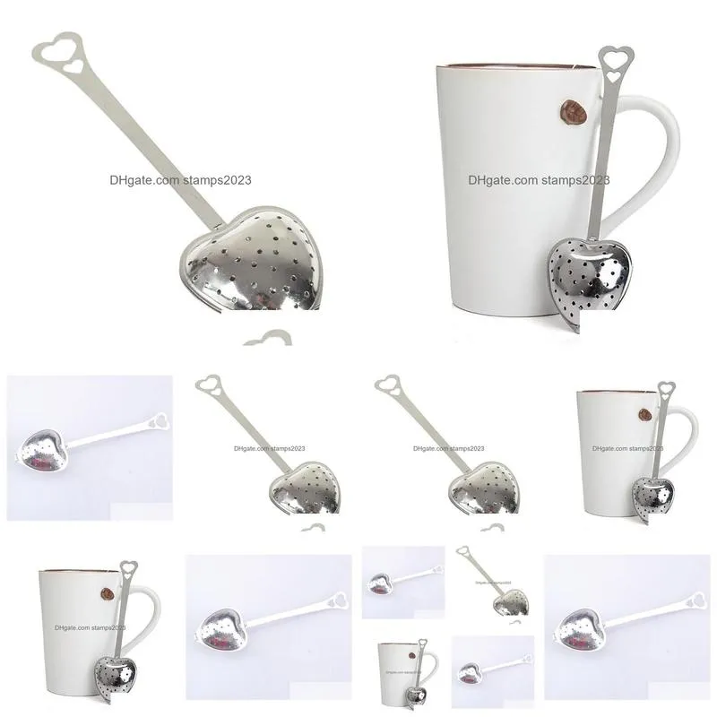 Coffee & Tea Tools Springtea Time Convenience Heart Tea Infuser Heart-Shaped Stainless Herbal Spoon Filter Home Garden Kitchen, Dining Dhtkp