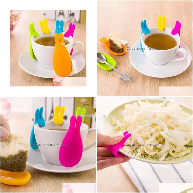 5 colors silicone gel rabbit shape tea bag infuser holder candy color mug gift rabbit silicon tea bag stand