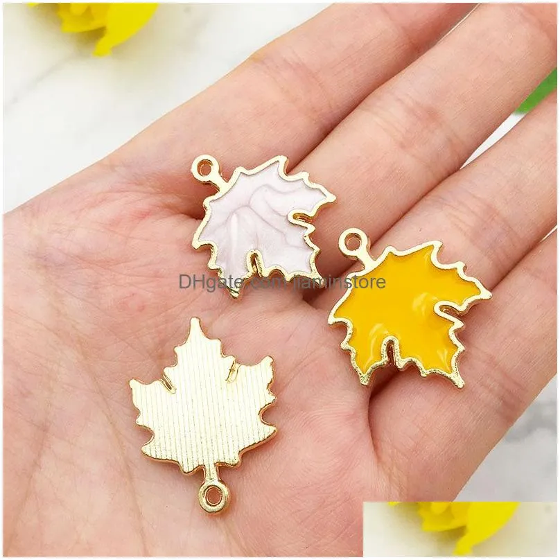 Charms 20Pcs Classics Mticolor Enamel Maple Leaf Alloy Oil Drip Charms Pendants For Jewelry Making Necklaces Earrings Keychain Diy Cra Dh2N1