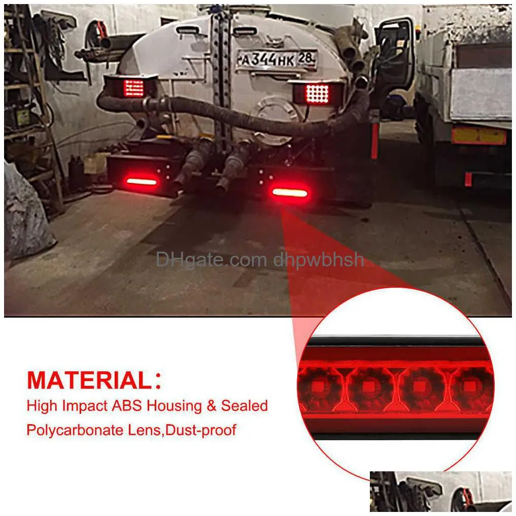  15 led trailer brake tail light led bar stop turn tail lights waterproof assembly brake strip red light for marine boats golf