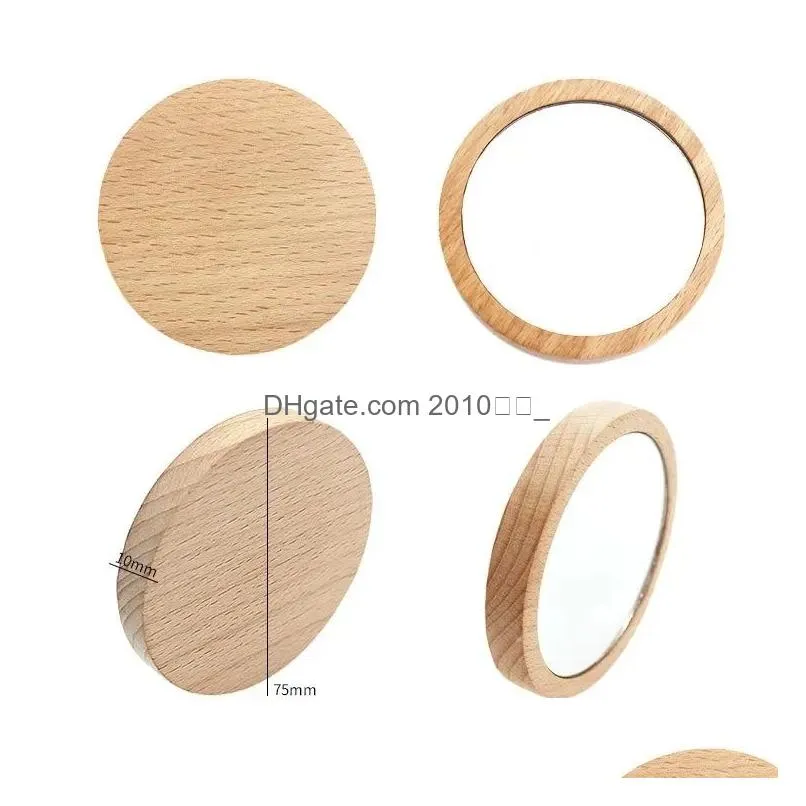 pure wooden cosmetic mirror round portable mirrors elm makeup mirrores student portables makeups small princess mirror ome your logo