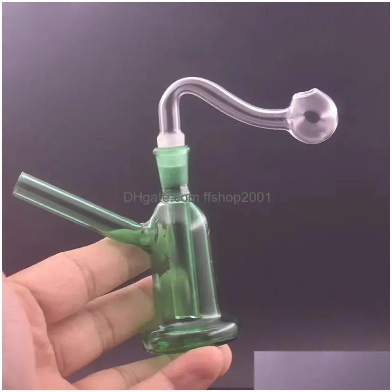  est mini glass oil burner bong color thick pyrex recycler dab rig water pipes 10mm ashcatcher bong with oil bowls