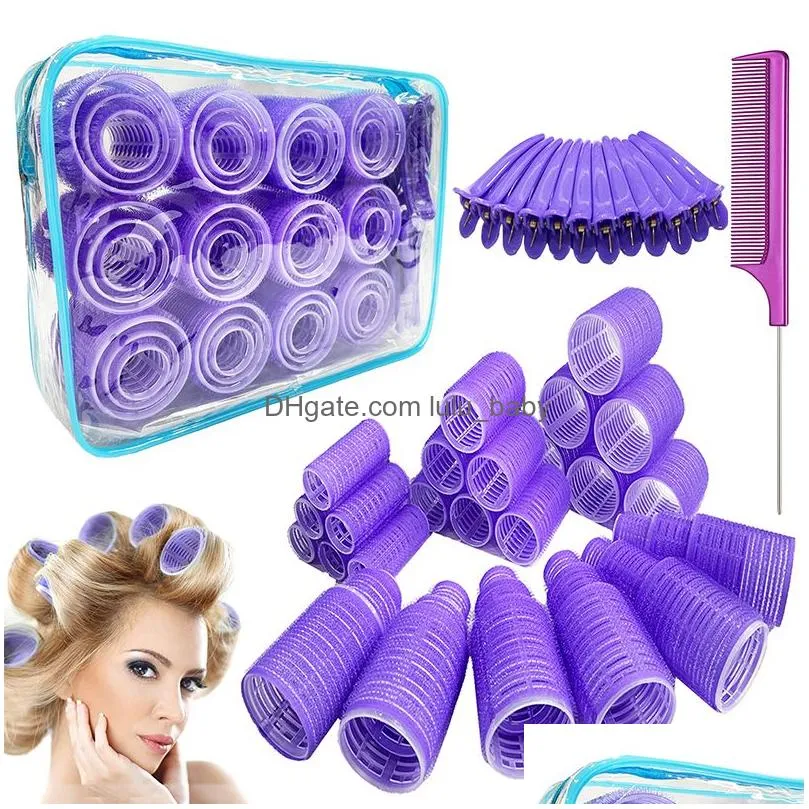 hair rollers 61 pieces roller set curlers 3 sizes big for long no heat with clips comb 2210134477100
