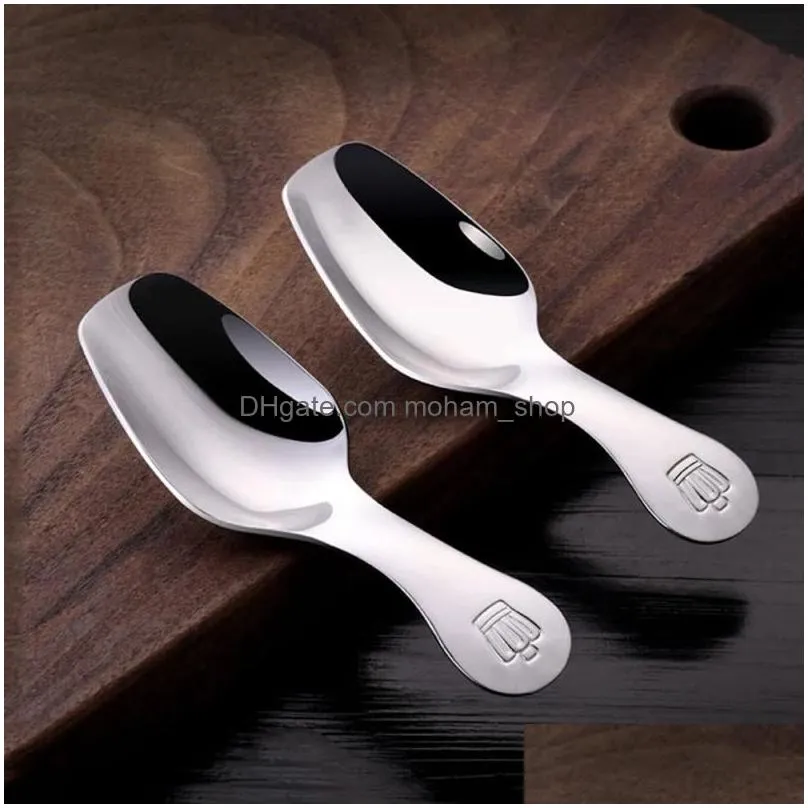 304 stainless steel spoon short handle tea spoones rice spoons coffee bean tea ice cream scoop cutlery kitchen gadgets inventory