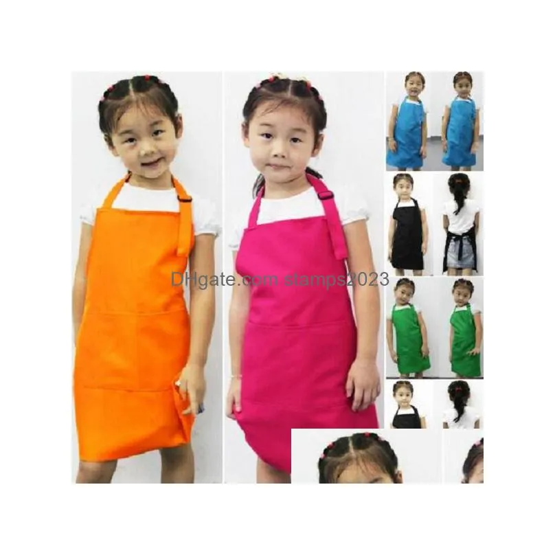 Aprons Uk Cute Kids Children Kitchen Baking Painting Apron Baby Art Cooking Home Garden Home Textiles Dhgw6